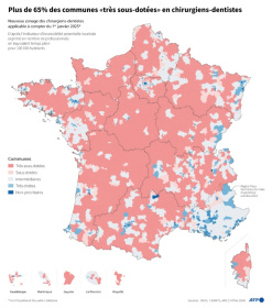Plus de 65% des communes "très sous-dotées" en chirurgiens-dentistes Plus de 65% des communes "très sous-dotées" en chirurgiens-dentistes