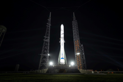 La fusée New Glenn à Cape Canaveral en Floride, le 21 février 2024 La fusée New Glenn à Cape Canaveral en Floride, le 21 février 2024