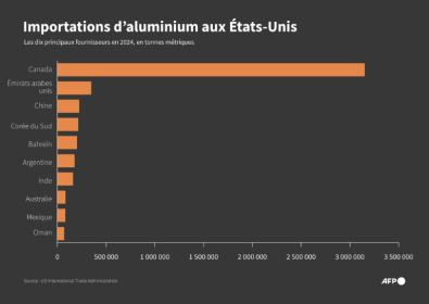 Les 10 principaux fournisseurs d'aluminium en 2024 des Etats-Unis, selon les données de l'US International Trade Administration Les 10 principaux fournisseurs d'aluminium en 2024 des Etats-Unis, selon les données de l'US International Trade Administration