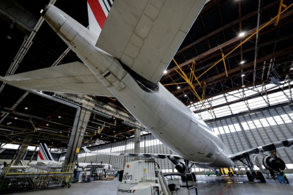 Un hangar de maintenance d'Air France à l'aéroport de Roissy, près de Paris, le 4 février 2025 Un hangar de maintenance d'Air France à l'aéroport de Roissy, près de Paris, le 4 février 2025