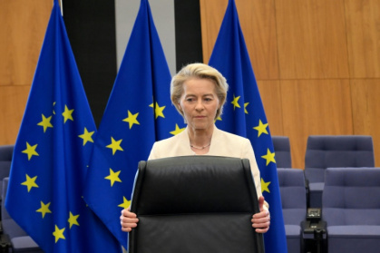 La présidente de la Commission européenne Ursula von der Leyen au siège de l'institution à Bruxelles en Belgique, le 5 mars 2025 La présidente de la Commission européenne Ursula von der Leyen au siège de l'institution à Bruxelles en Belgique, le 5 mars 2025