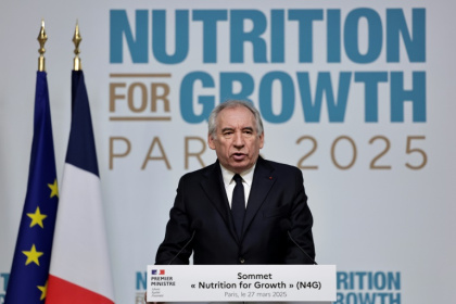 le Premier ministre français, François Bayrou lors du sommet "Nutrition for Growth" à Paris, le 27 mars 2025 le Premier ministre français, François Bayrou lors du sommet "Nutrition for Growth" à Paris, le 27 mars 2025