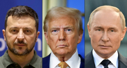 Combo des photos de Volodymir Zelensky, Donald Trump et Vladimir Poutine - Handout, Sarah Meyssonnier, Ilya PITALEV (AFP) Combo des photos de Volodymir Zelensky, Donald Trump et Vladimir Poutine - Handout, Sarah Meyssonnier, Ilya PITALEV (AFP)
