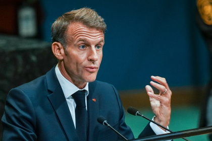 Le président français Emmanuel Macron à l'Assemblée générale de l'ONU, le 22 septembre 2026 - RYAN MURPHY (AFP)