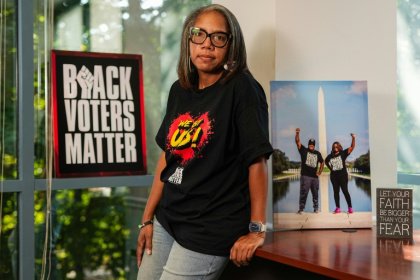 Wanda Mosley, directrice adjointe des politiques publiques de Black Voters Matter à Atlanta, en Géorgie, le 8 septembre 2026 - Elijah Nouvelage (AFP)